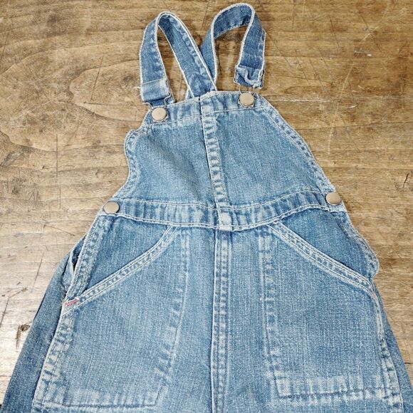 Vintage Blue Bell Overall Bib Baby Sz 1 Denim Pockets Snap - Picture 1 of 10